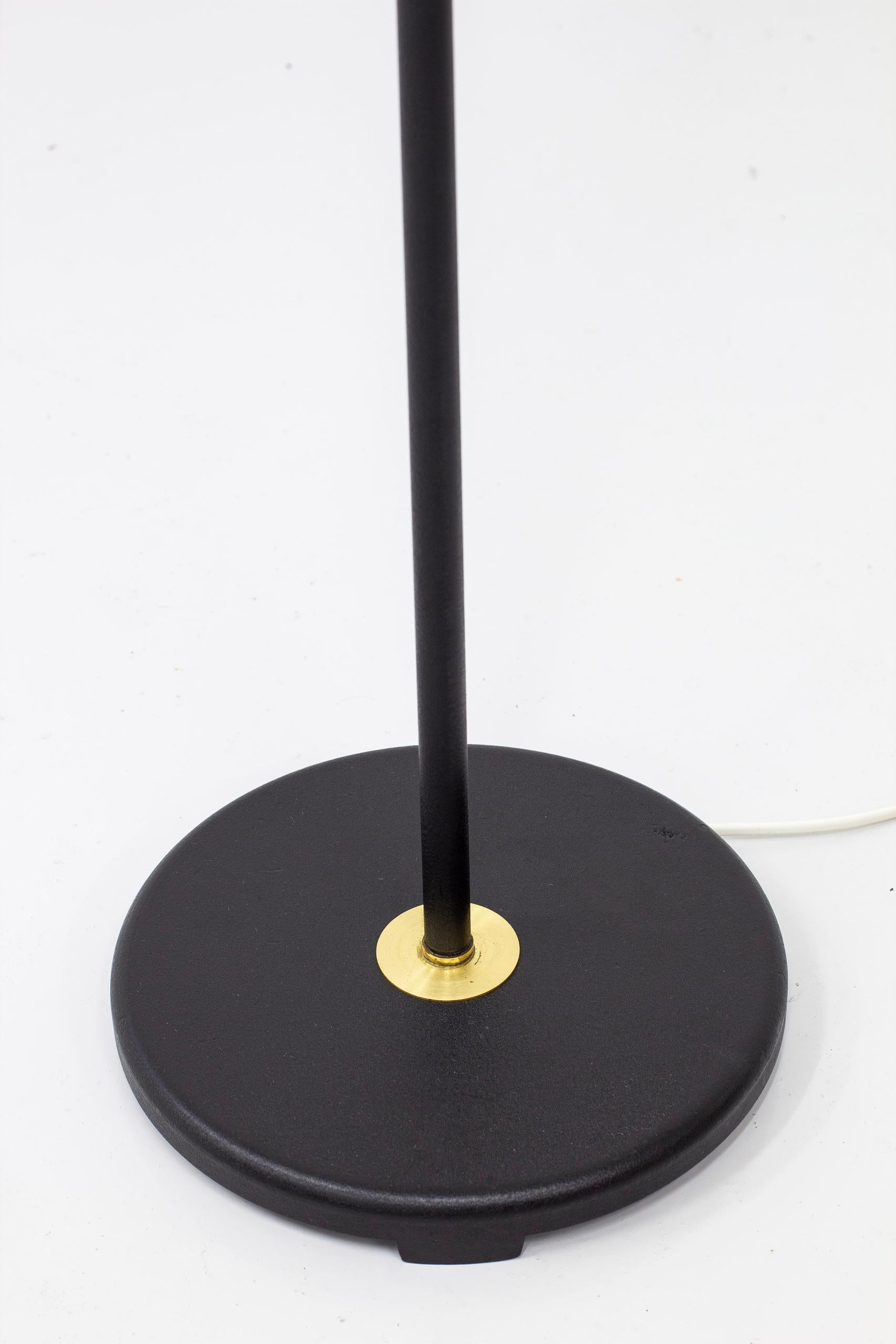 Mid-20th Century Floor Lamp in Brass and Black by Pagos, Sweden, 1950s