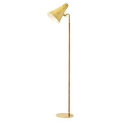 Lampadaire en laiton et canne de Paavo Tynell, années 1950