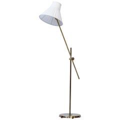 Floor Lamp in Brass and Fabric by Hans Bergström for ASEA, Sweden, 1940s-1950s
