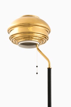 Stehleuchte aus Messing und Leder von Alvar Aalto, 1950er Jahre