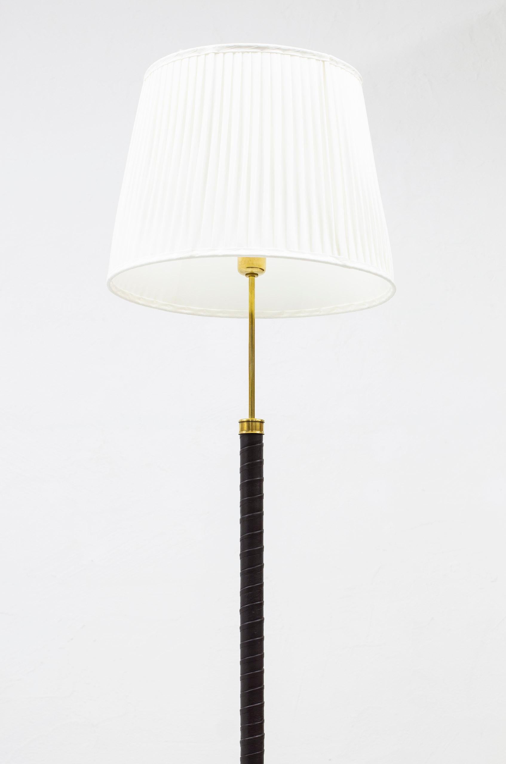 Floor Lamp in Brass and Leather by ASEA, Sweden, 1940s 4