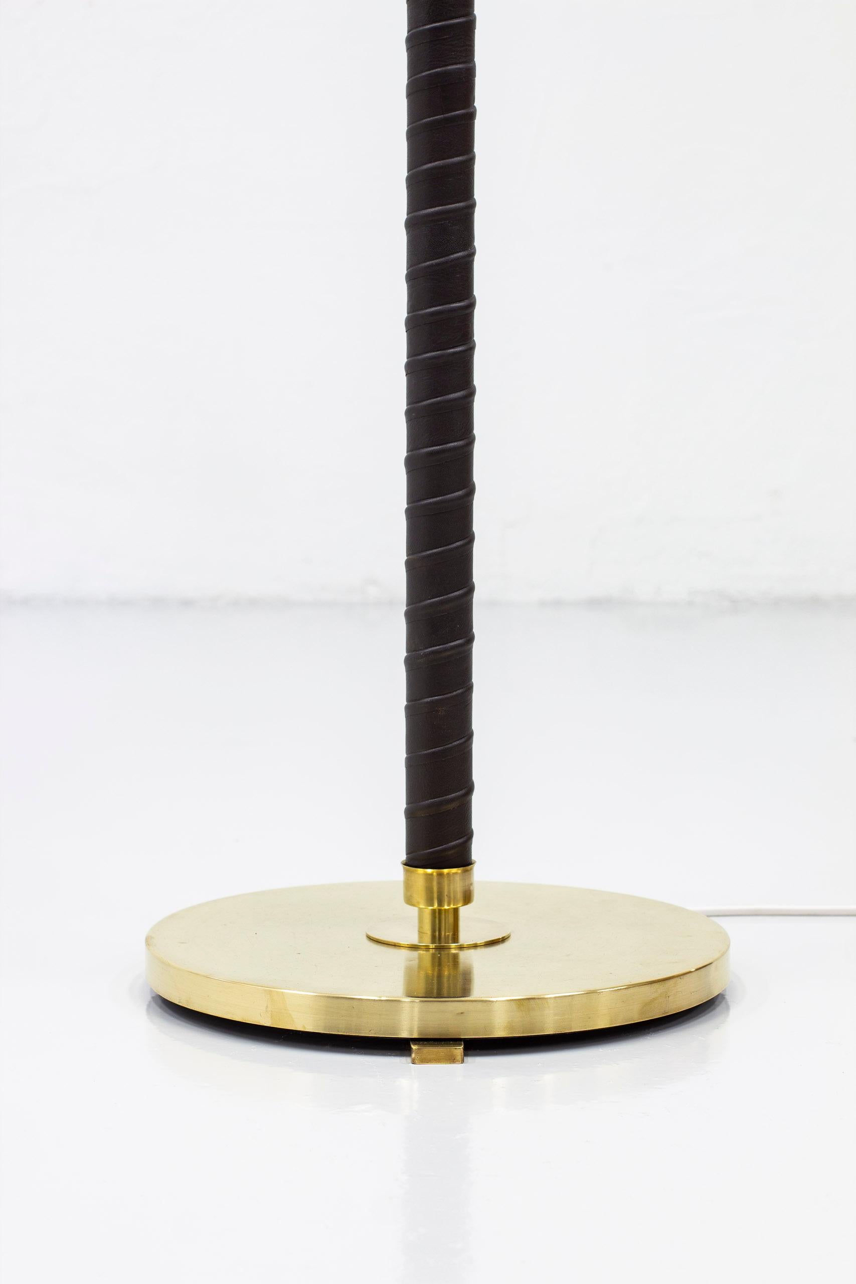 Swedish Floor Lamp in Brass and Leather by ASEA, Sweden, 1940s