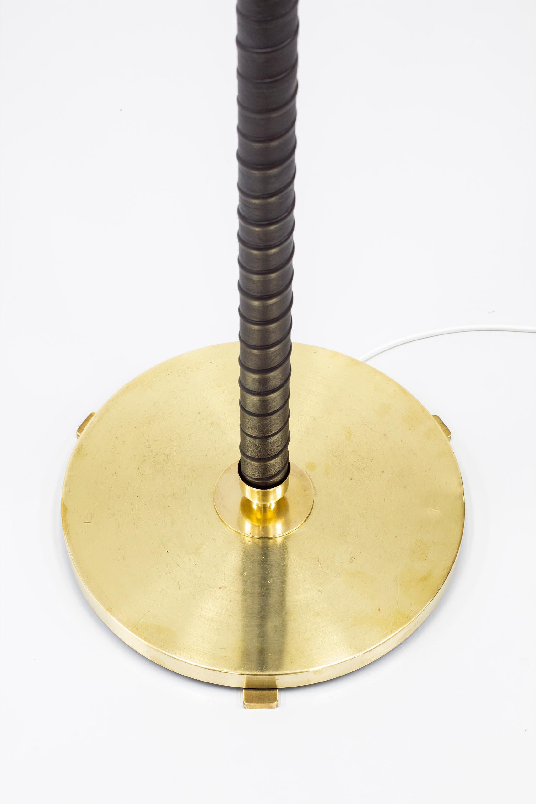 Floor Lamp in Brass and Leather by ASEA, Sweden, 1940s 2