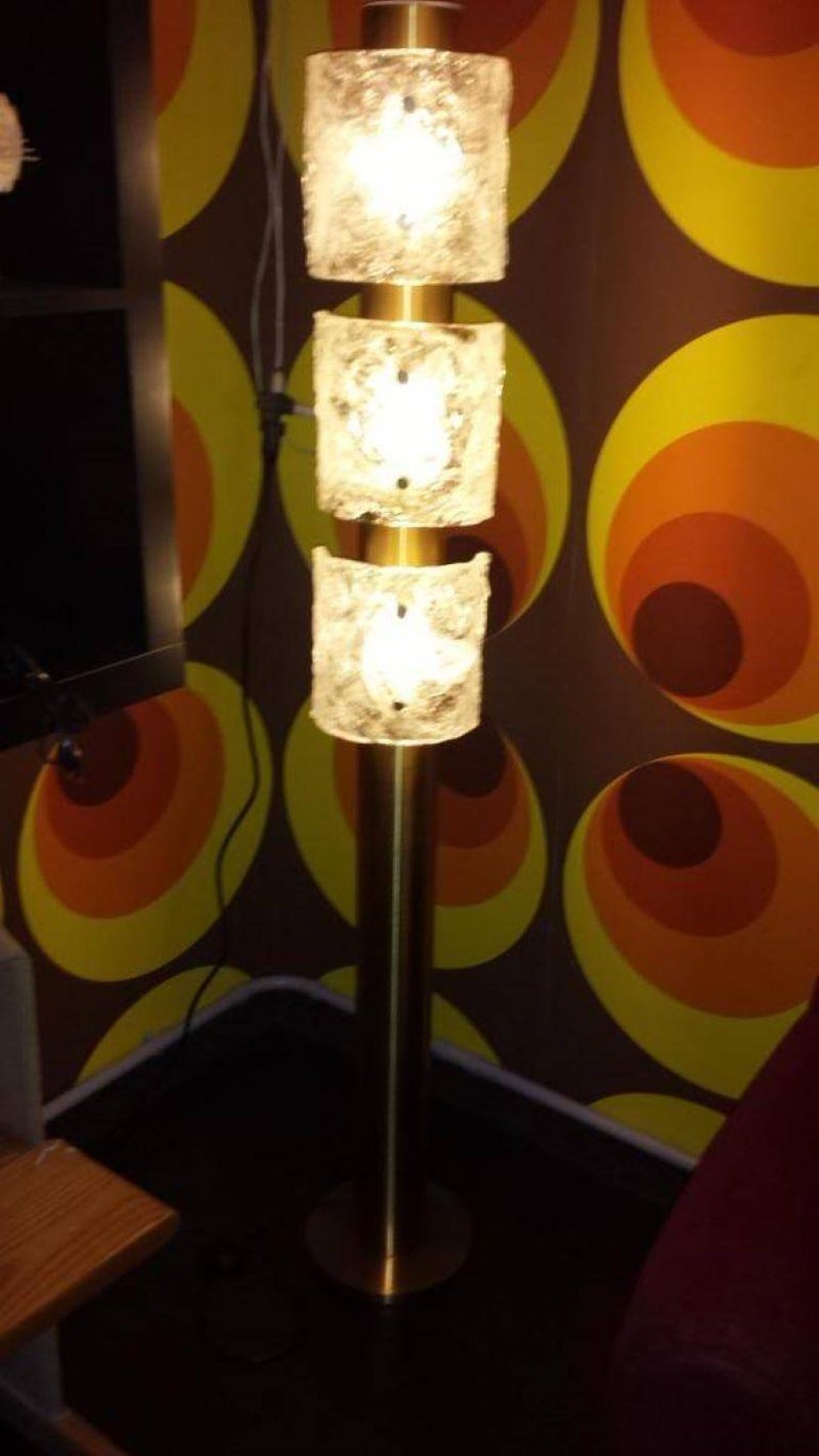 Italian Floor Lamp in Brass and Murano Glass, Design Angelo Brotto for Esperia, 1970s For Sale
