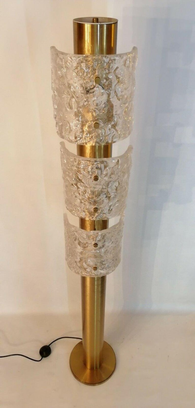 Floor Lamp in Brass and Murano Glass, Design Angelo Brotto for Esperia, 1970s For Sale 1