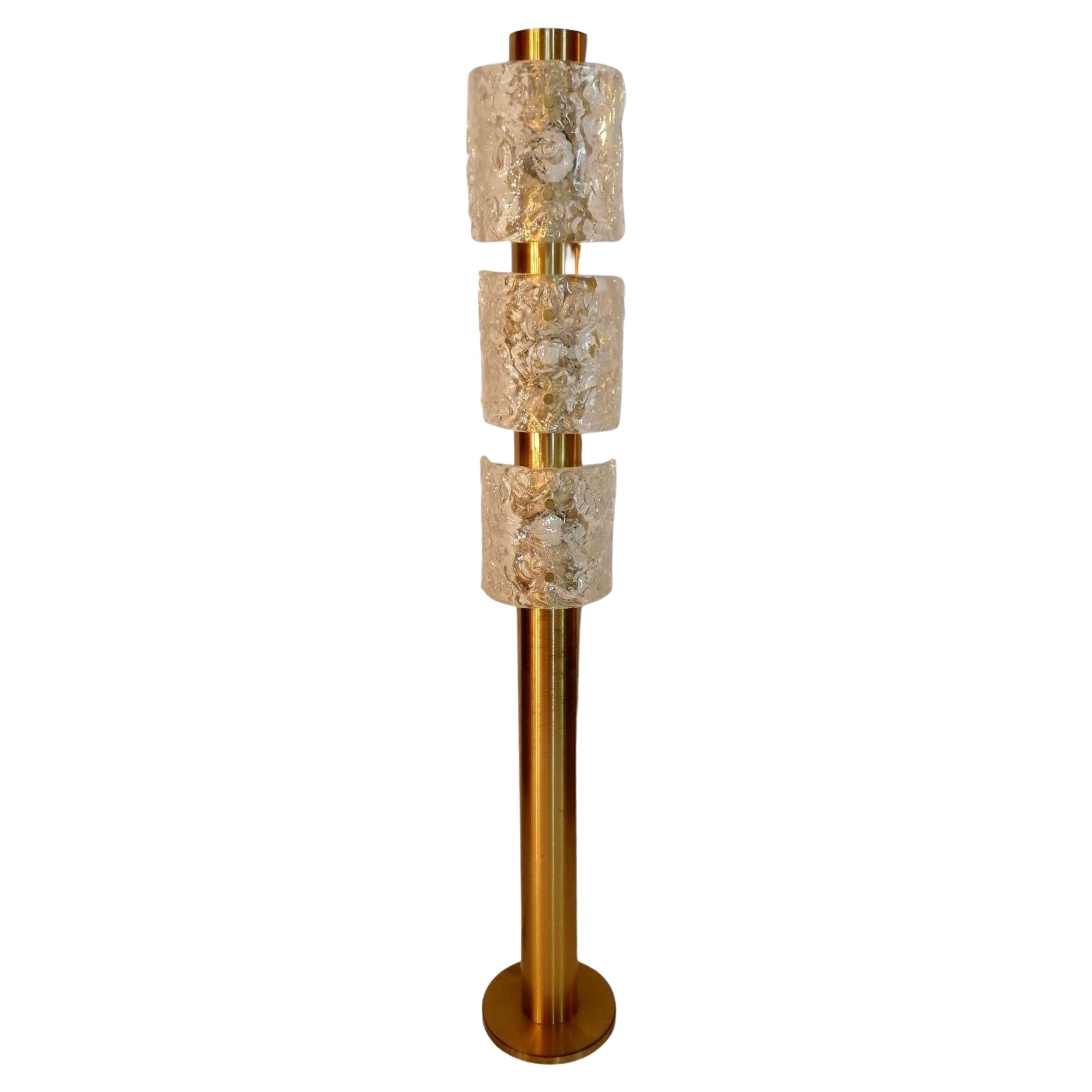 Floor Lamp in Brass and Murano Glass, Design Angelo Brotto for Esperia, 1970s