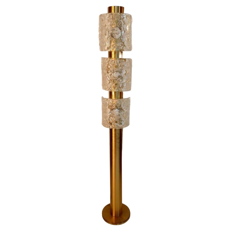 Floor Lamp in Brass and Murano Glass, Design Angelo Brotto for Esperia, 1970s For Sale