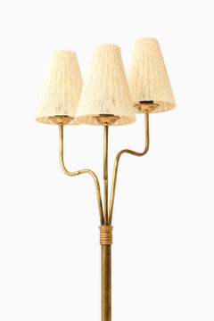 Lampada da terra in ottone e paralumi originali, anni '50