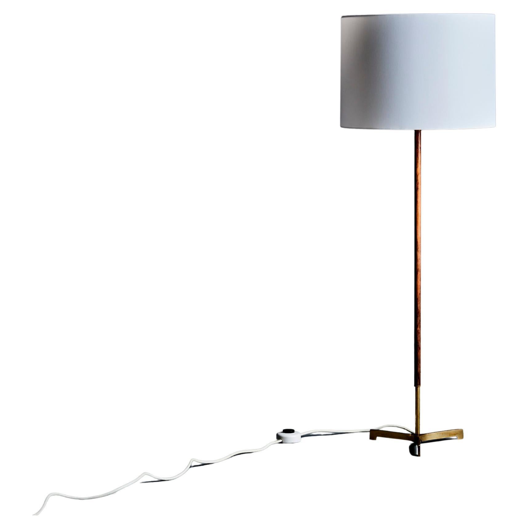 Floor Lamp in Brass and Rosewood by Kalmar Austria - 1960s For Sale