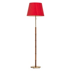 Floor Lamp in Brass and Rosewood Produced by Falkenbergs Belysning in Sweden
