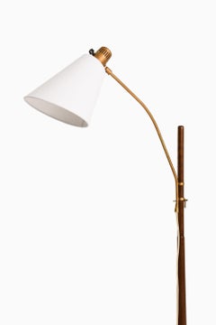 Lampadaire en laiton et teck par Hans Bergström, années 1950