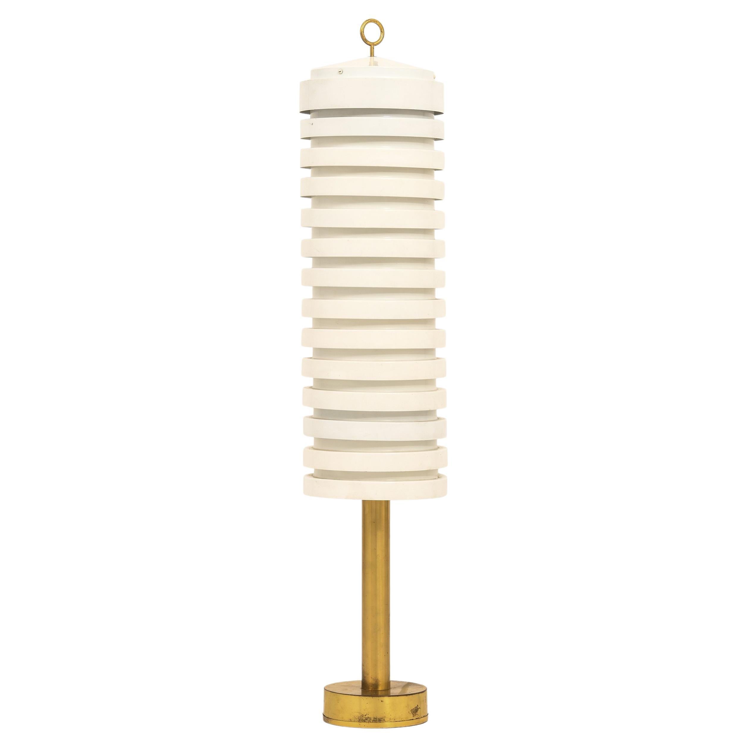 Floor Lamp in Brass and White Lacquered Metal by Hans-Agne Jakobsson, 1950's