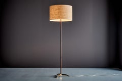 Floor Lamp in Brass and Wood by Kalmar Austria, 1950s