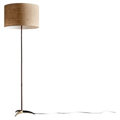 Floor Lamp in Brass and Wood by Kalmar Austria, 1950s