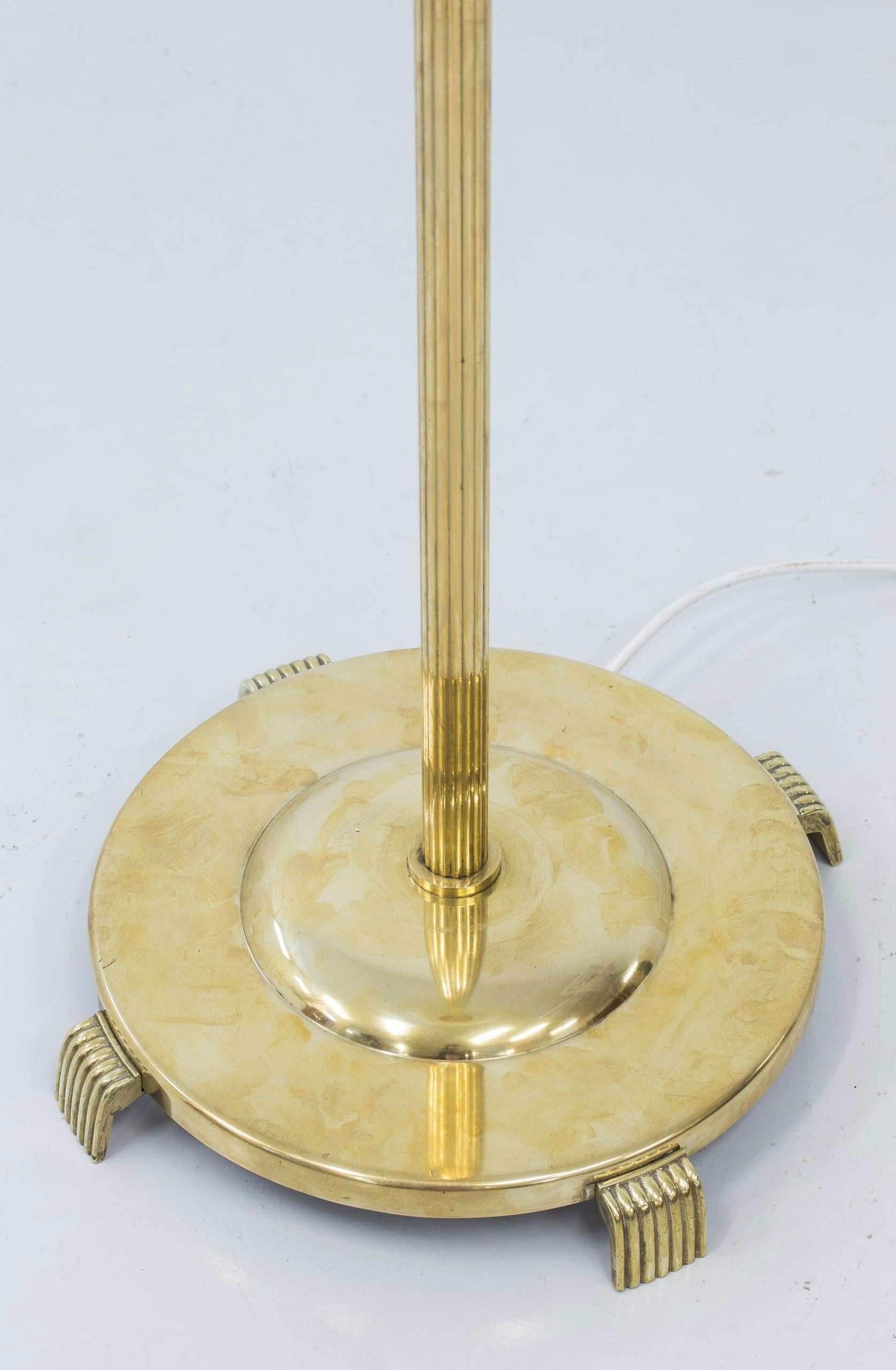 Mid-20th Century Floor Lamp in Brass by Nordiska Kompaniet and Bertil Brisborg, 1930s For Sale
