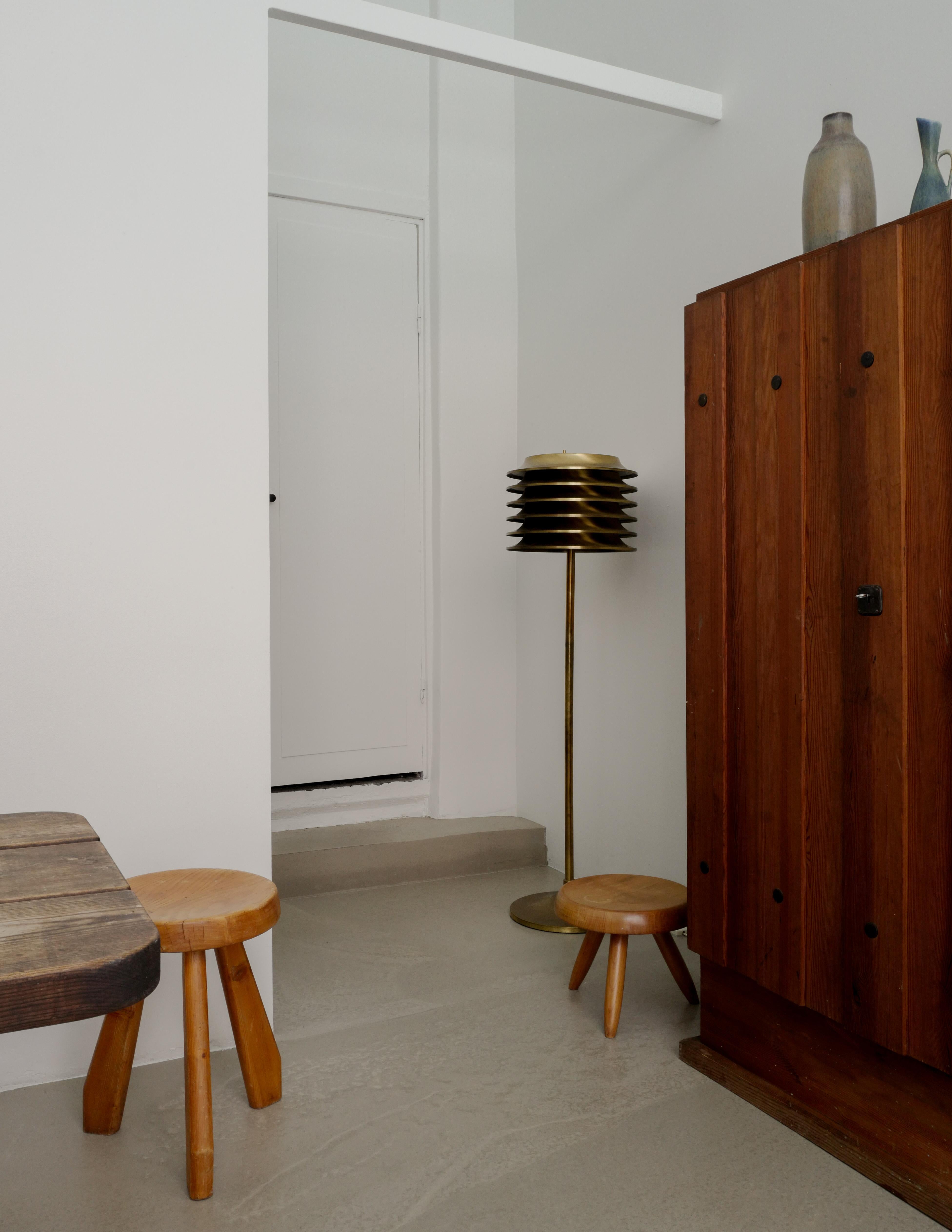 Late 20th Century Floor Lamp in Brass Designed by Kai Ruokonen Produced by Orno Oy Finland, 1970s