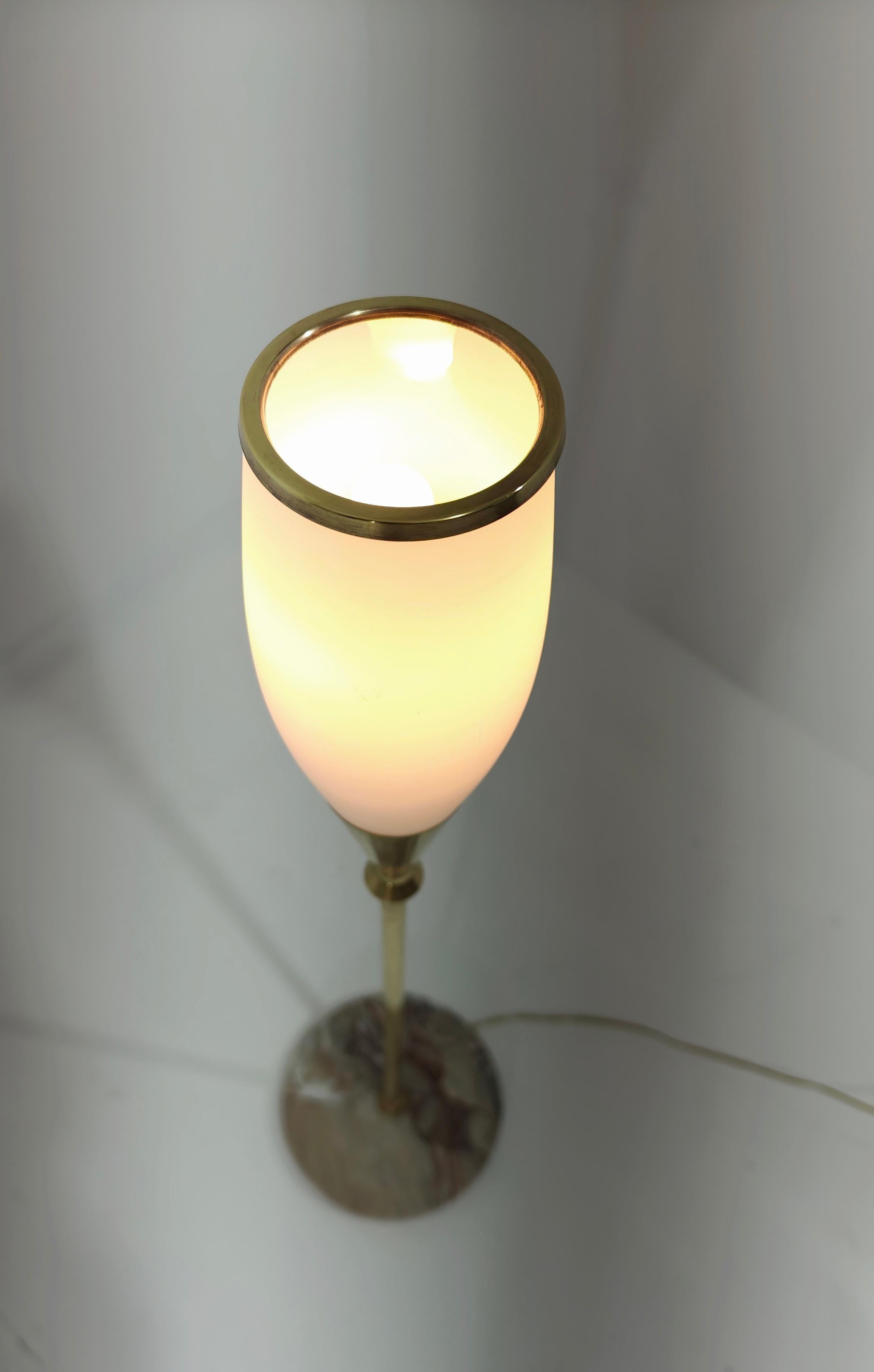 Floor Lamp in Brass Marble and Opal Glass Mid-Century Design Italy 1960s For Sale 4
