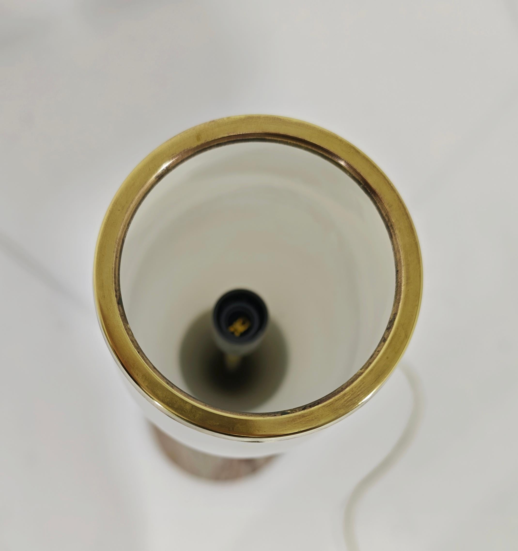 Floor Lamp in Brass Marble and Opal Glass Mid-Century Design Italy 1960s For Sale 7