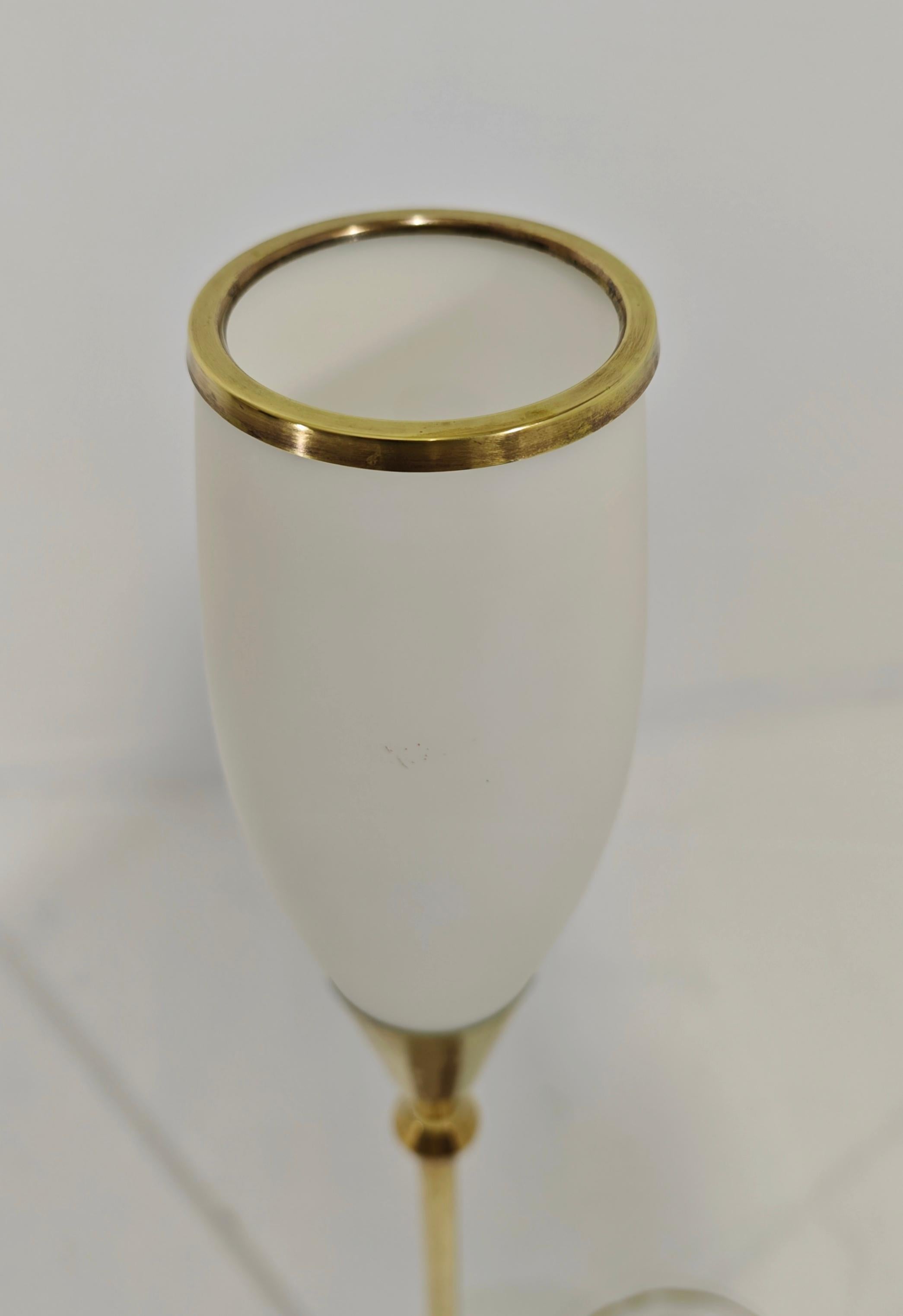 Mid-Century Modern Floor Lamp in Brass Marble and Opal Glass Mid-Century Design Italy 1960s For Sale