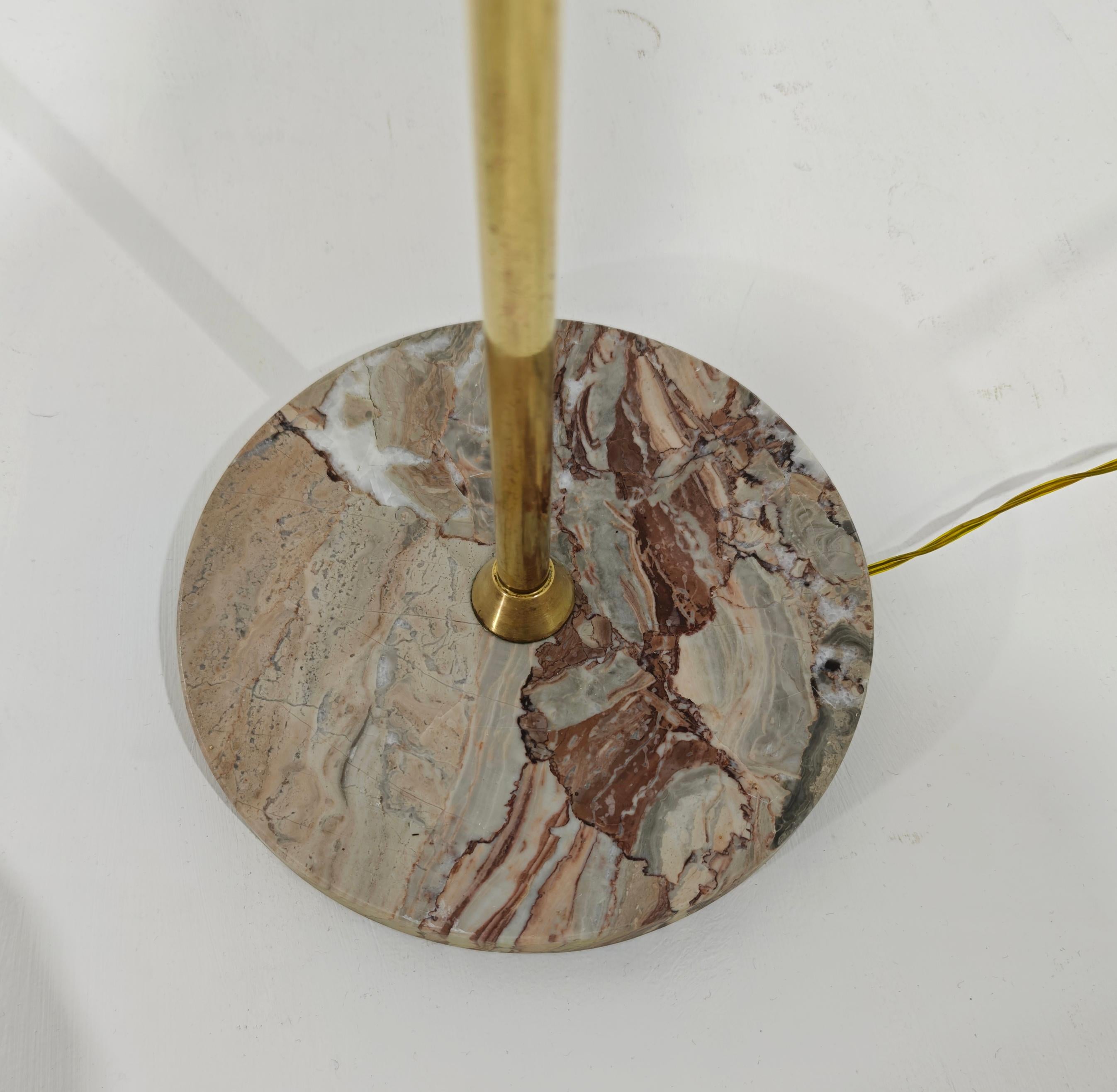 Floor Lamp in Brass Marble and Opal Glass Mid-Century Design Italy 1960s For Sale 3