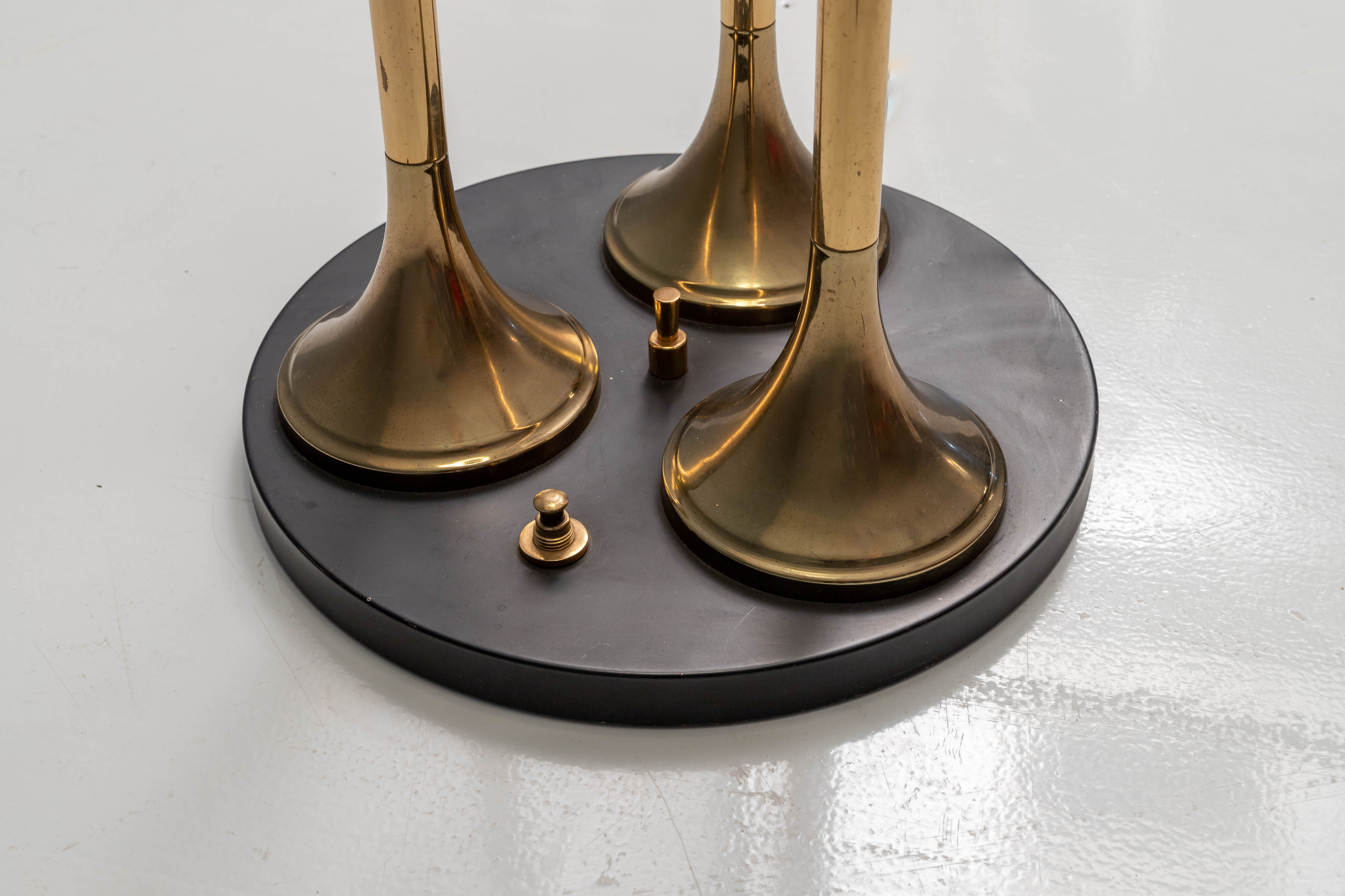 Italian Floor Lamp in Brass, Metal and Opaline Glass, Italy, 1960's