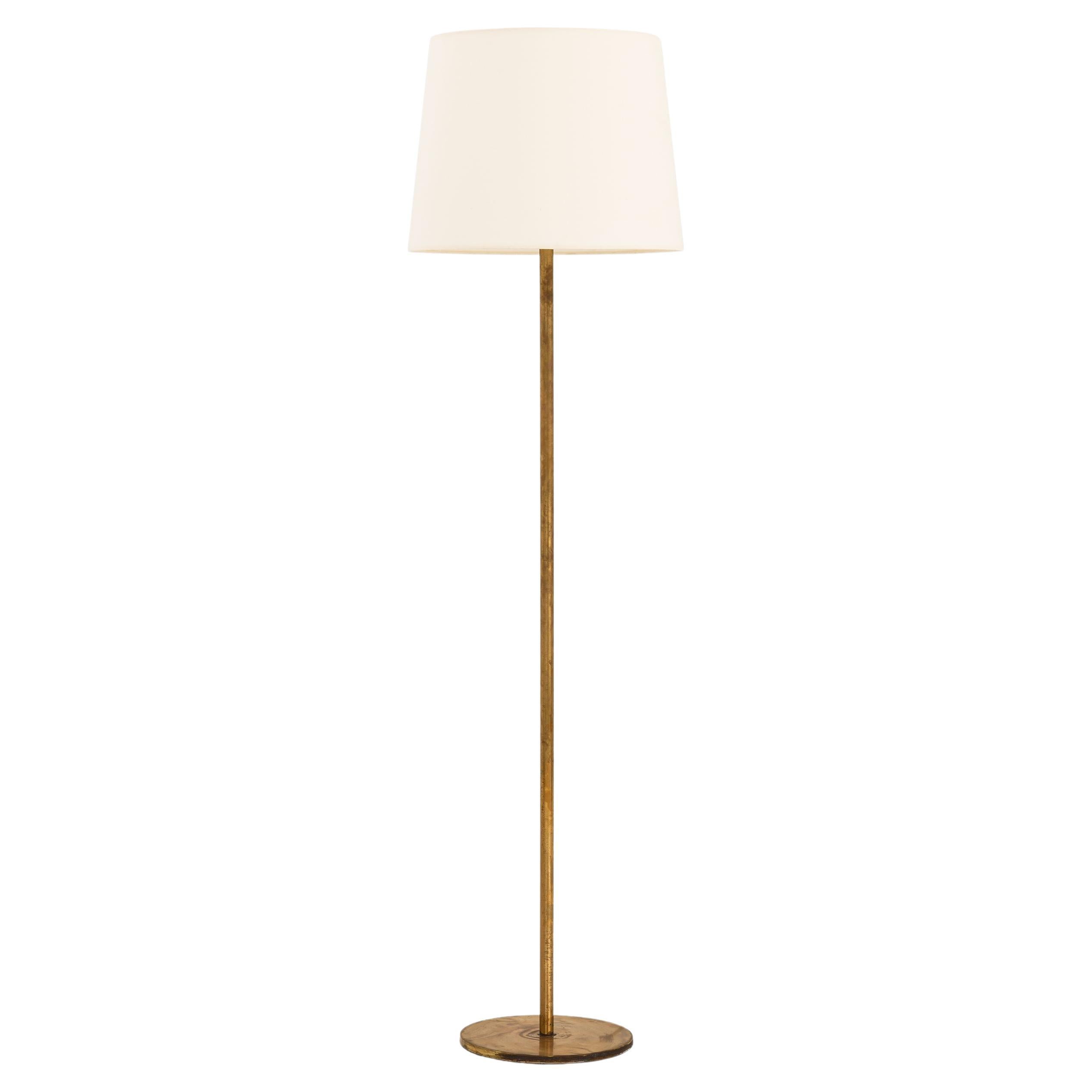 Floor Lamp in Brass, Plastic and Fabric by Uno and Östen Kristiansson, 1960's For Sale