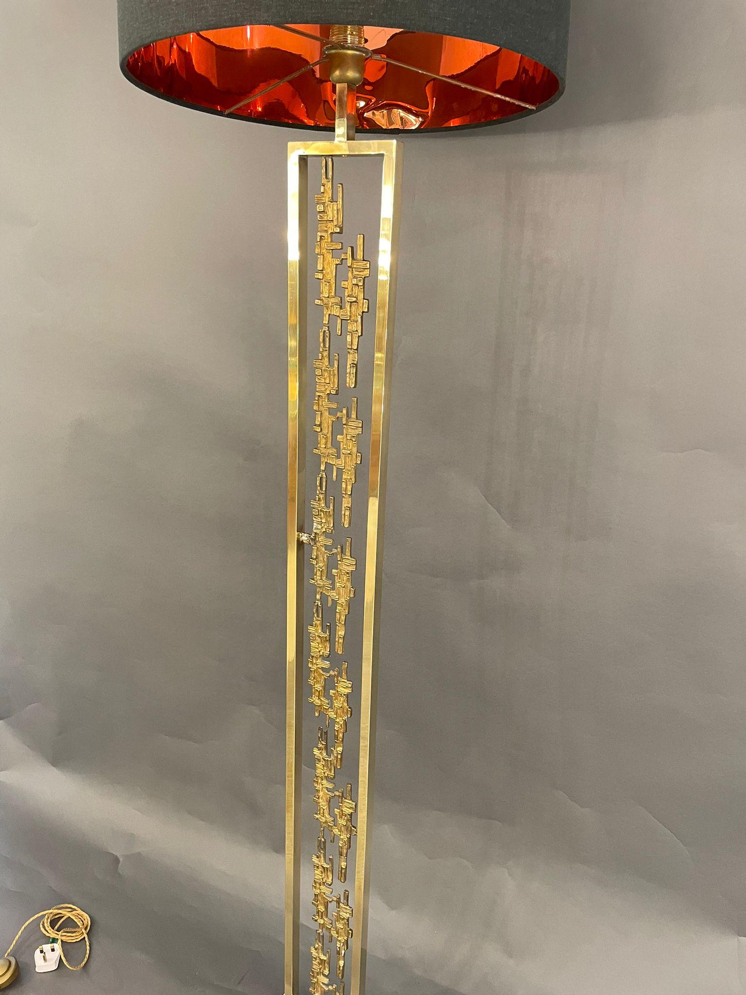 Brass Floor Lamp in Brotto Style, Italy, 1980s For Sale