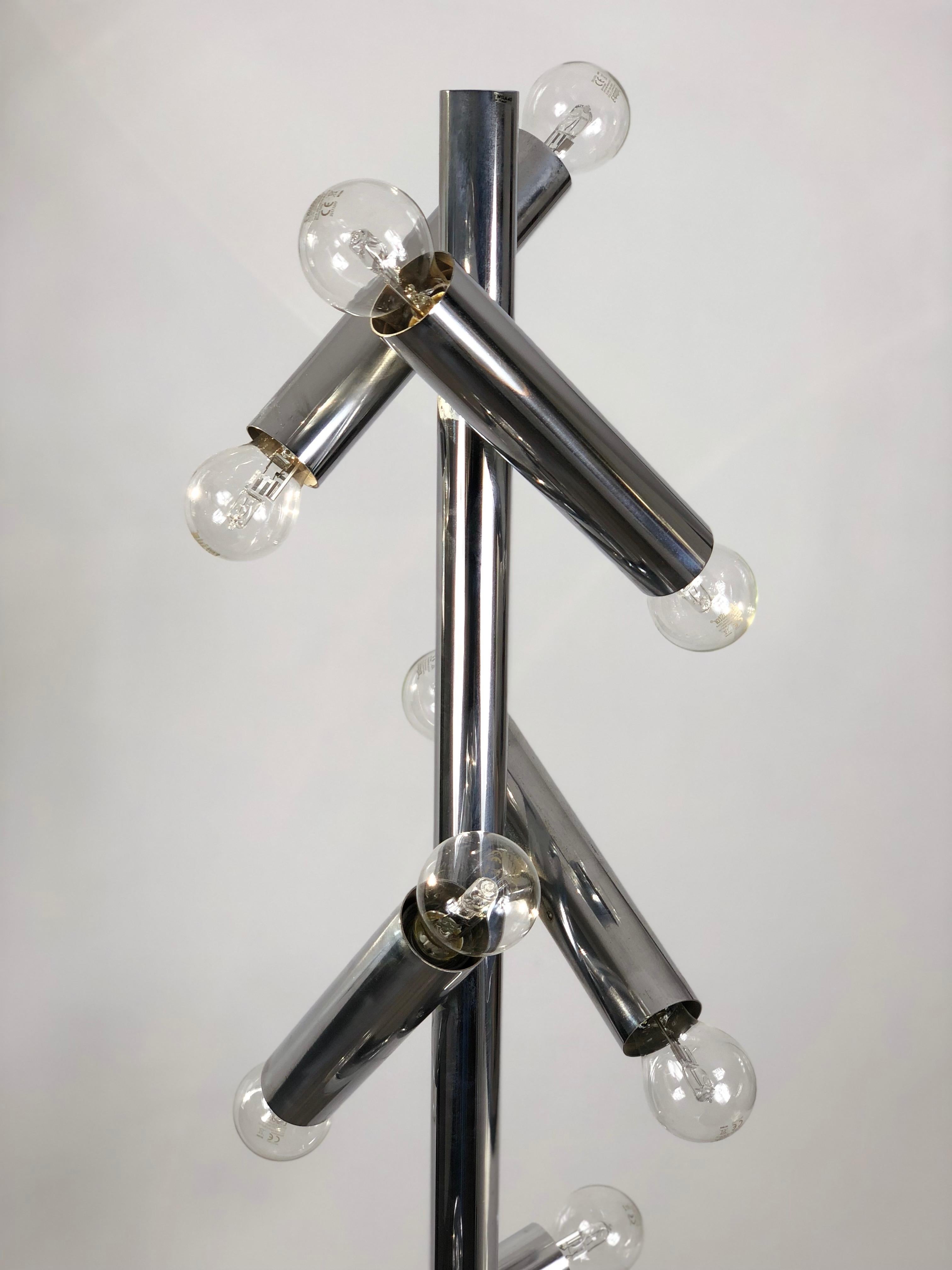 Mid-Century Modern Floor Lamp in Chrome 16 Adjustable Lights by Stilux Milano, Italy, 1960s For Sale