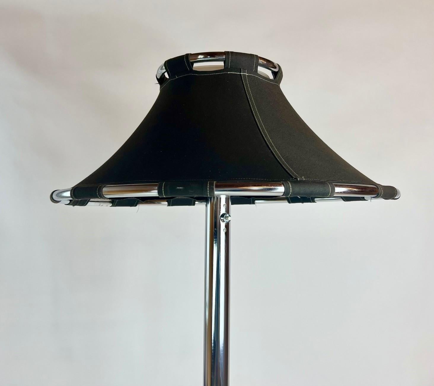 Floor Lamp in Chrome and Black Fabric 