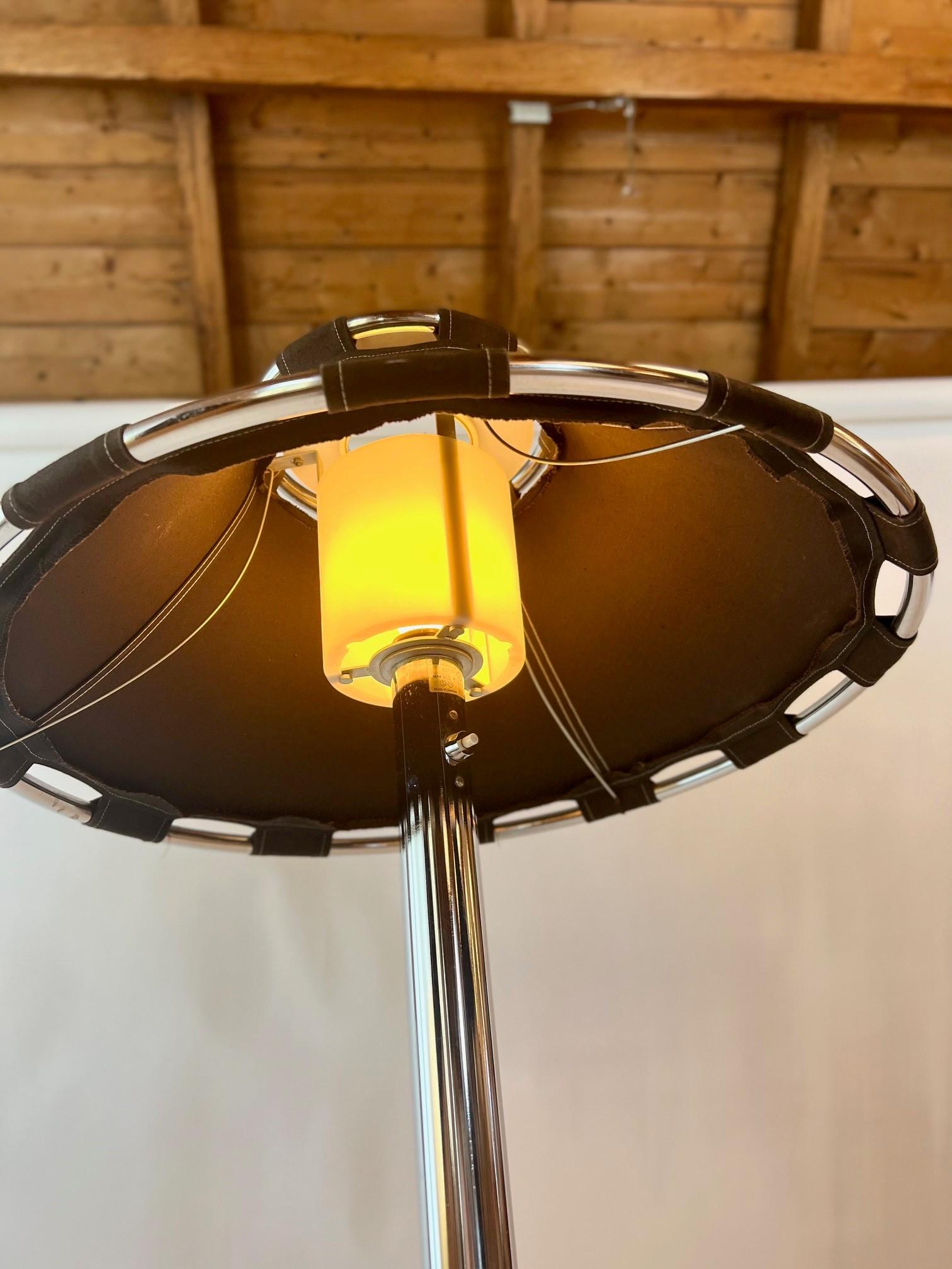 Late 20th Century Floor Lamp in Chrome and Black Fabric 