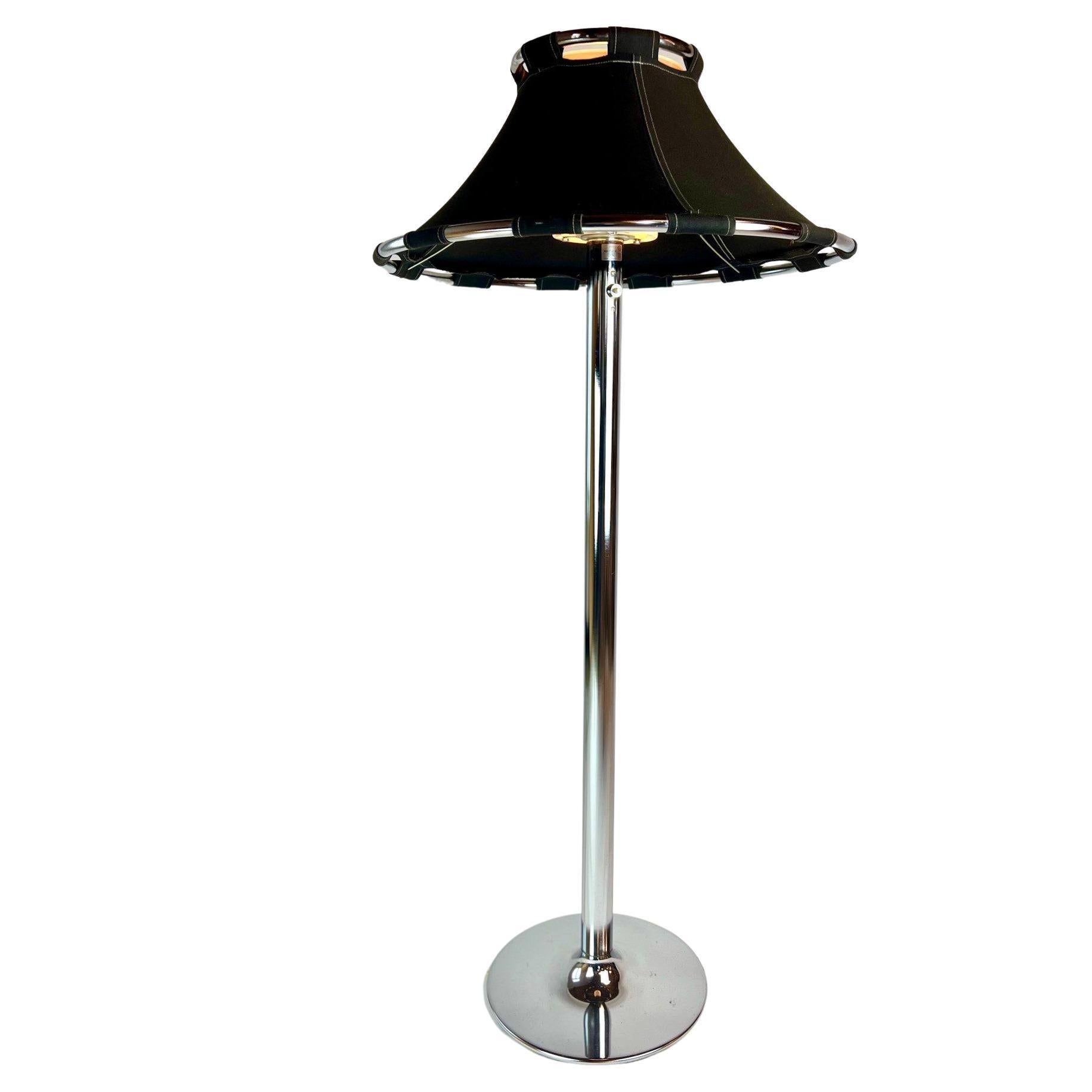 Floor Lamp in Chrome and Black Fabric "Anna" by Anna Ehrner for Ateljé Lyktan For Sale