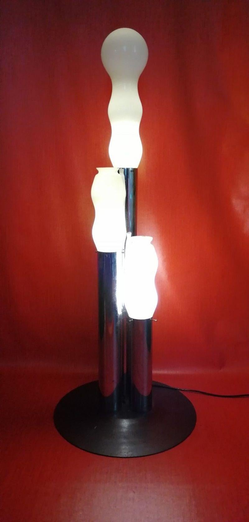 Late 20th Century Floor Lamp in Chrome and Three Opaline Glasses, 1970s For Sale