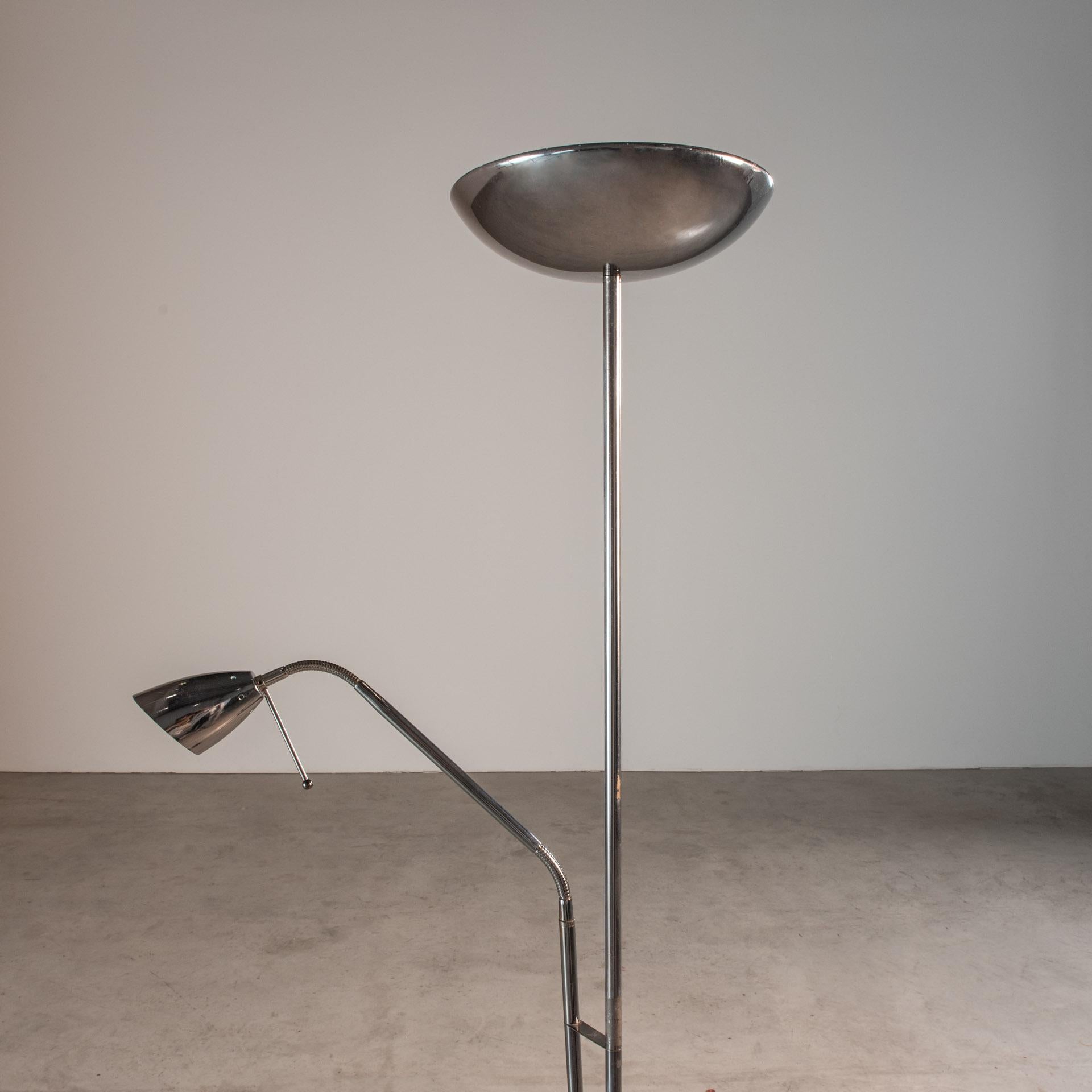 Floor Lamp in Chrome with two Arms, by Dominici, Brazilian Mid-Century Design In Good Condition For Sale In Sao Paulo, SP