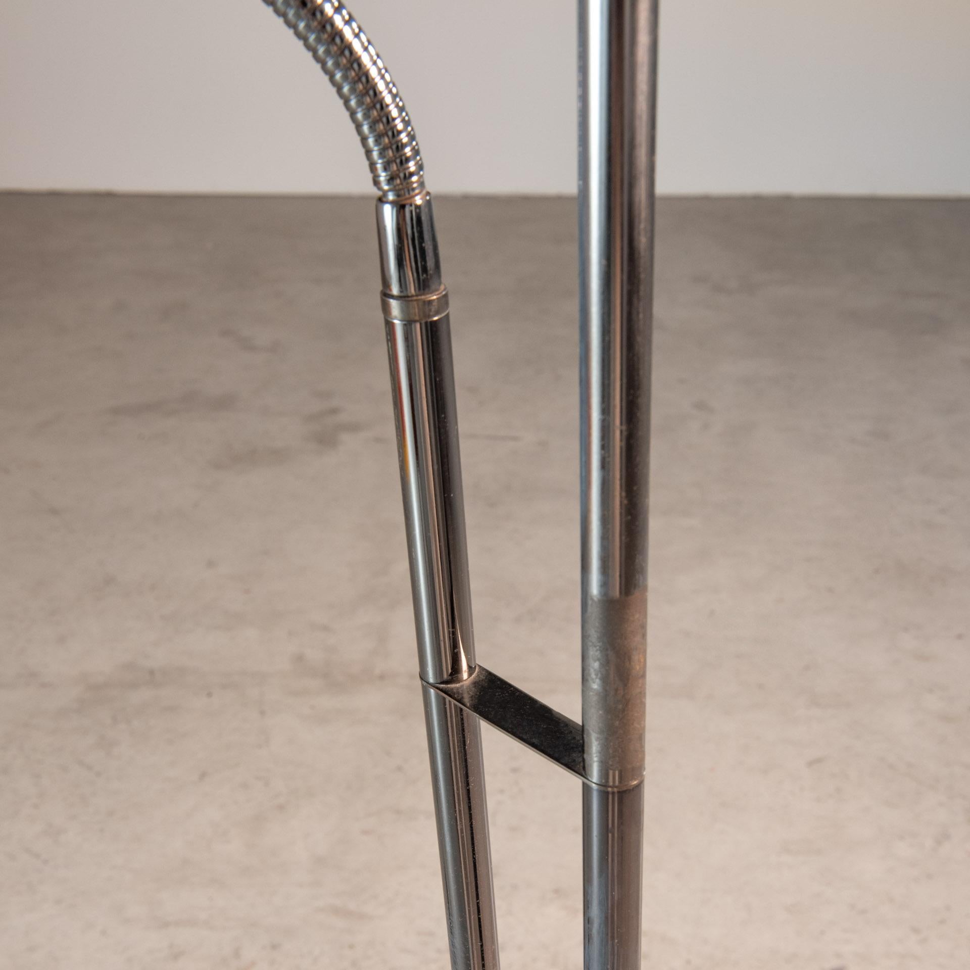 Steel Floor Lamp in Chrome with two Arms, by Dominici, Brazilian Mid-Century Design For Sale