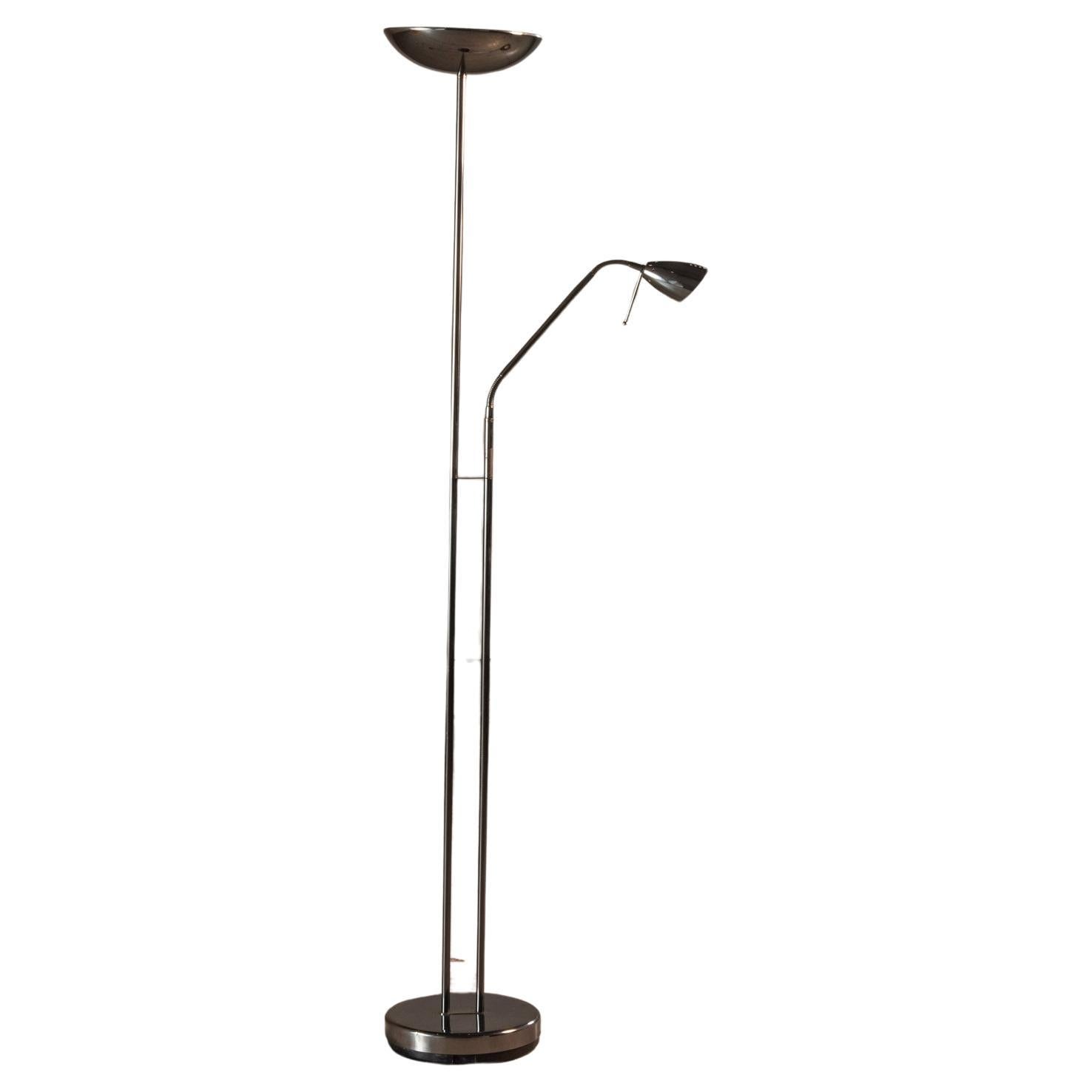 Lampadaire chromé à deux bras, Dominici, design brésilien du milieu du siècle dernier en vente