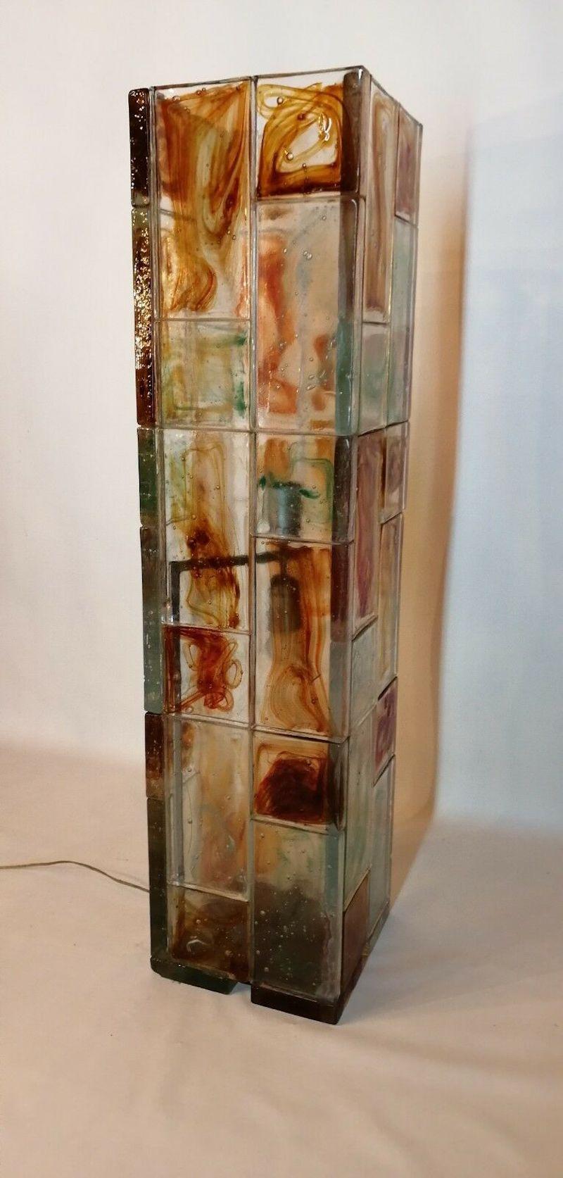 Floor Lamp in Colored Glass by Poliarte, 1970s 1
