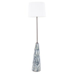 Floor lamp in decorated stoneware
