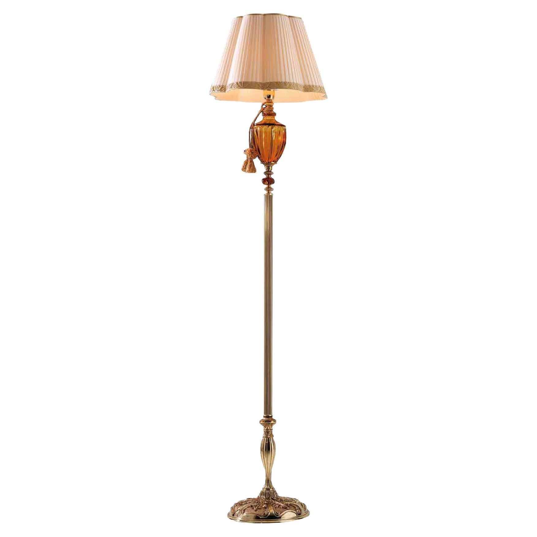 Stehlampe in französischer glänzender Goldausführung und Topas von Modenese Luxury Interiors