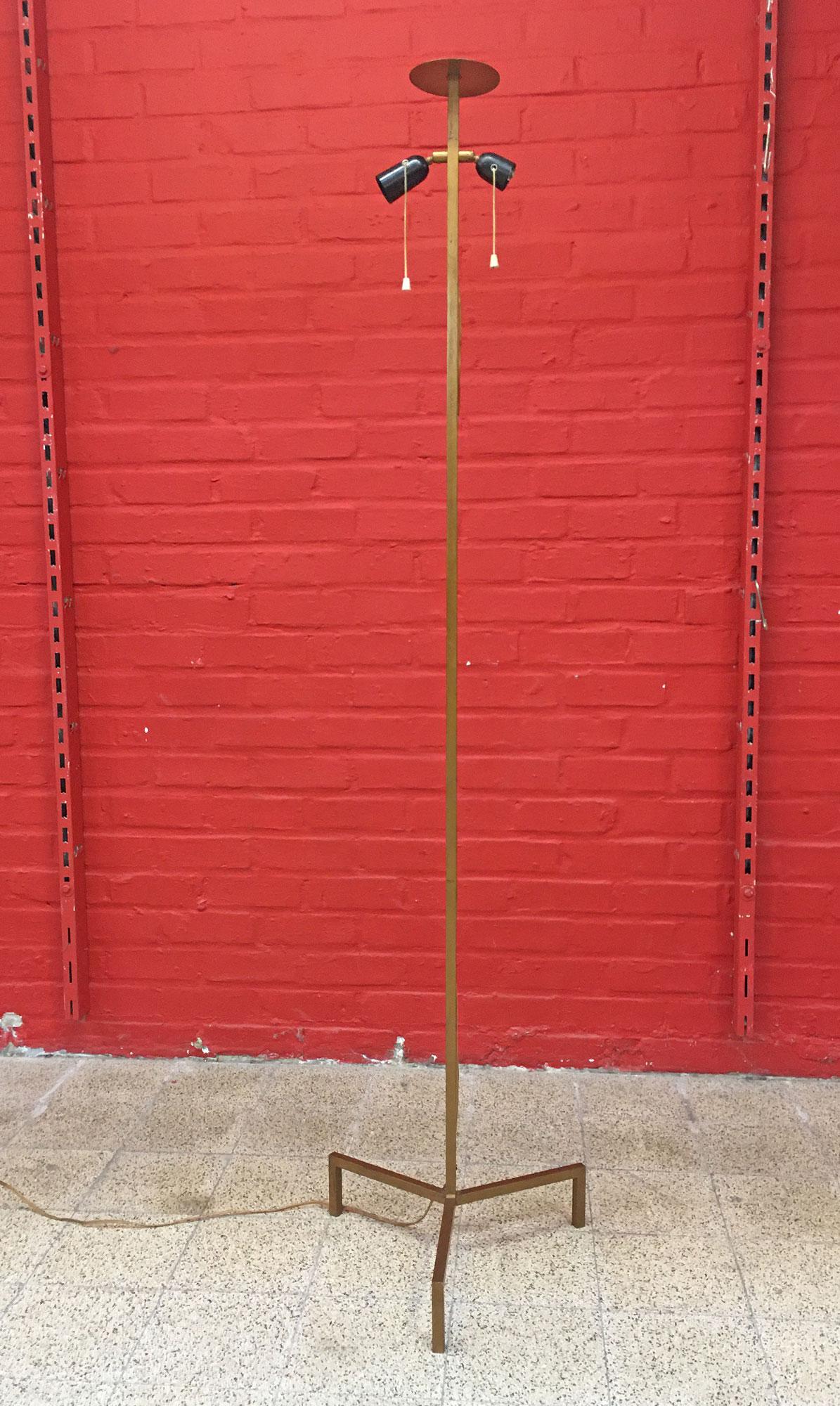 Mid-Century Modern Floor Lamp in Gilded Iron circa 1950 For Sale