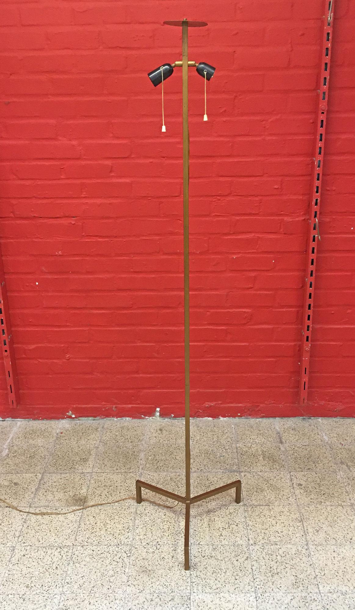 French Floor Lamp in Gilded Iron circa 1950 For Sale