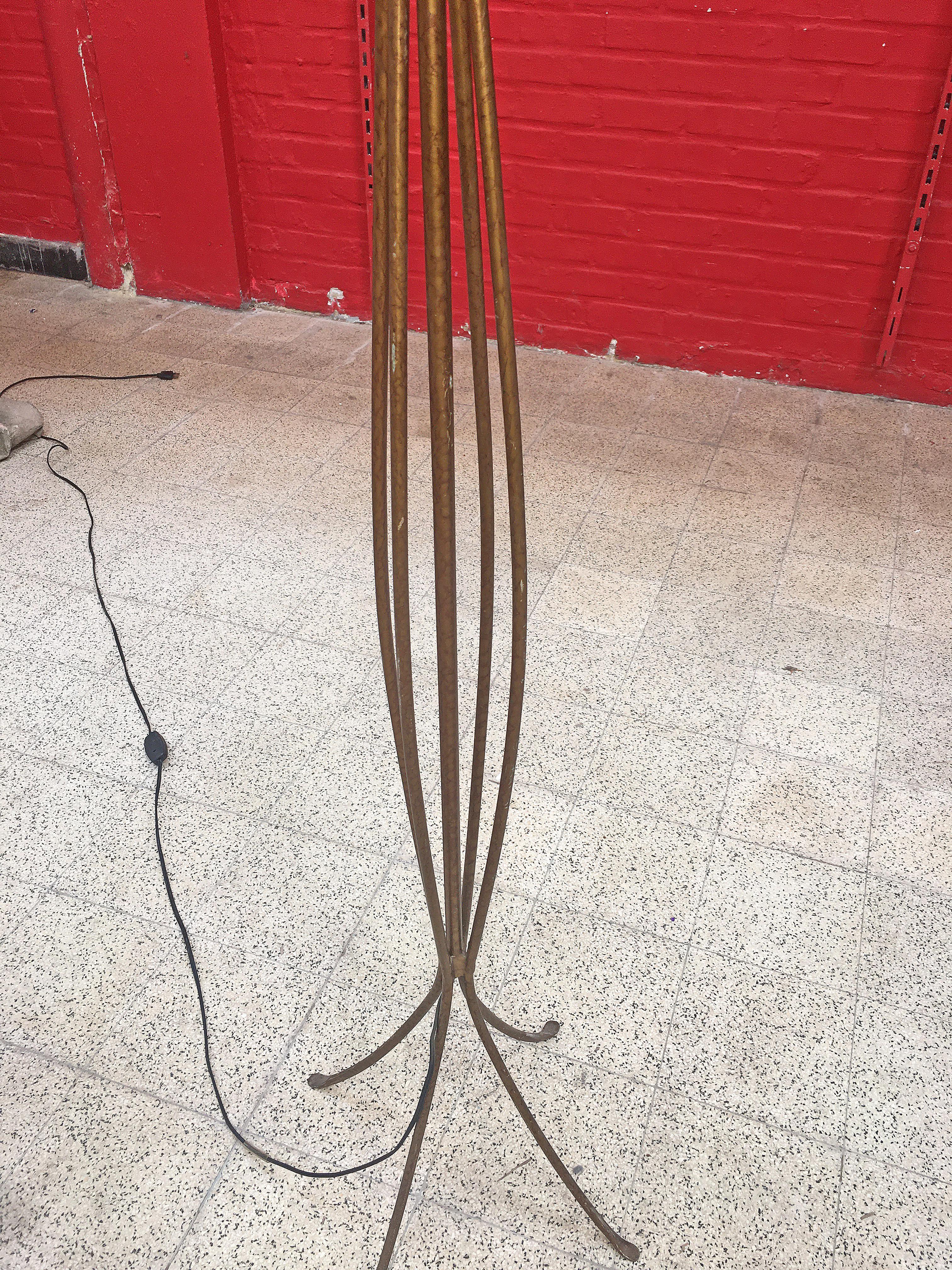 Mid-20th Century Floor Lamp in Gilded Metal, circa 1950 For Sale