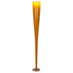 Floor Lamp in Gilt and White Polycarbonate, 20th Century