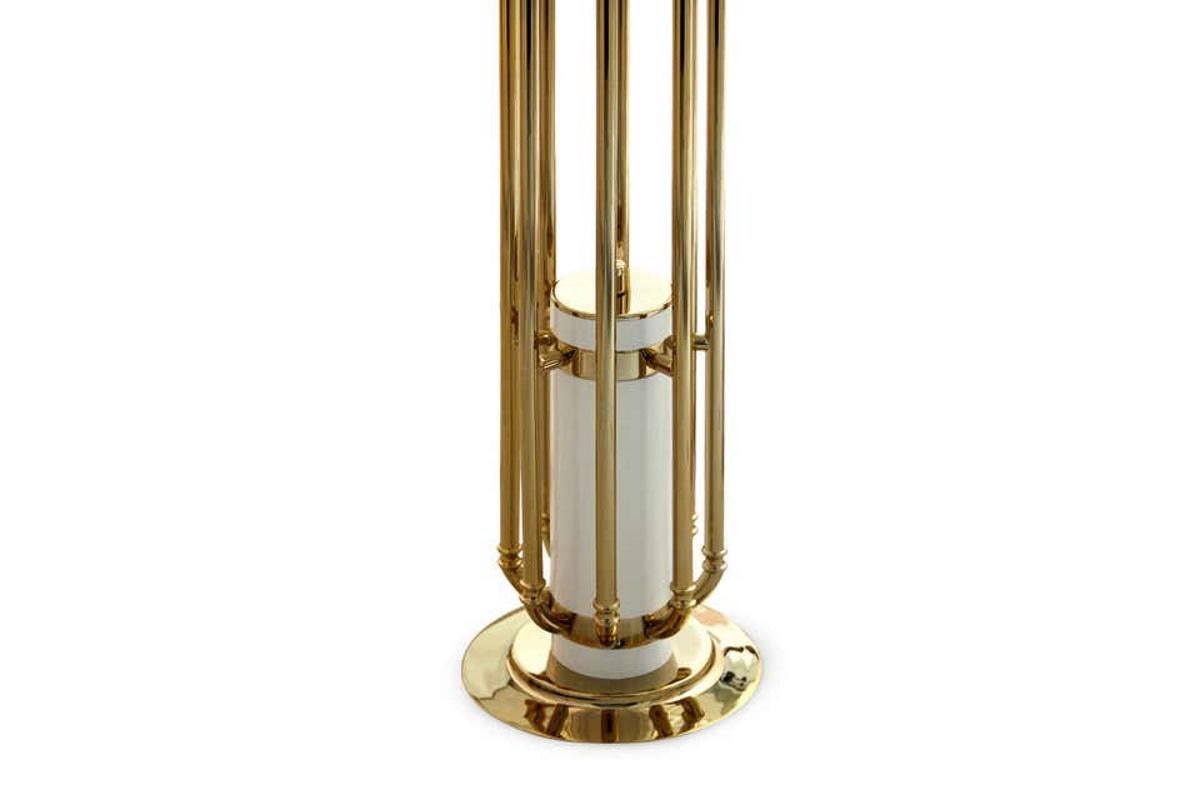 European Floor Lamp in Gold and Brass For Sale