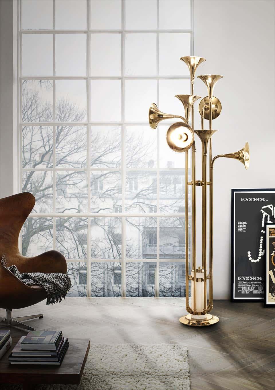 Floor Lamp in Gold and Brass For Sale 1