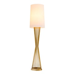 Floor Lamp in Gold Finish Stainless Steel with Off-White Shade