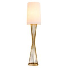 Floor Lamp in Gold Finish Stainless Steel with Off-White Shade