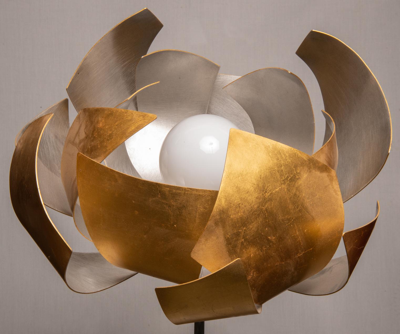 Cut Steel Floor Lamp in Gold Leaf For Sale