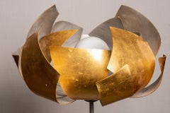 Hand-Crafted Italian Floor Lamp, Gold Leaf Petals, Modern Design, 2010