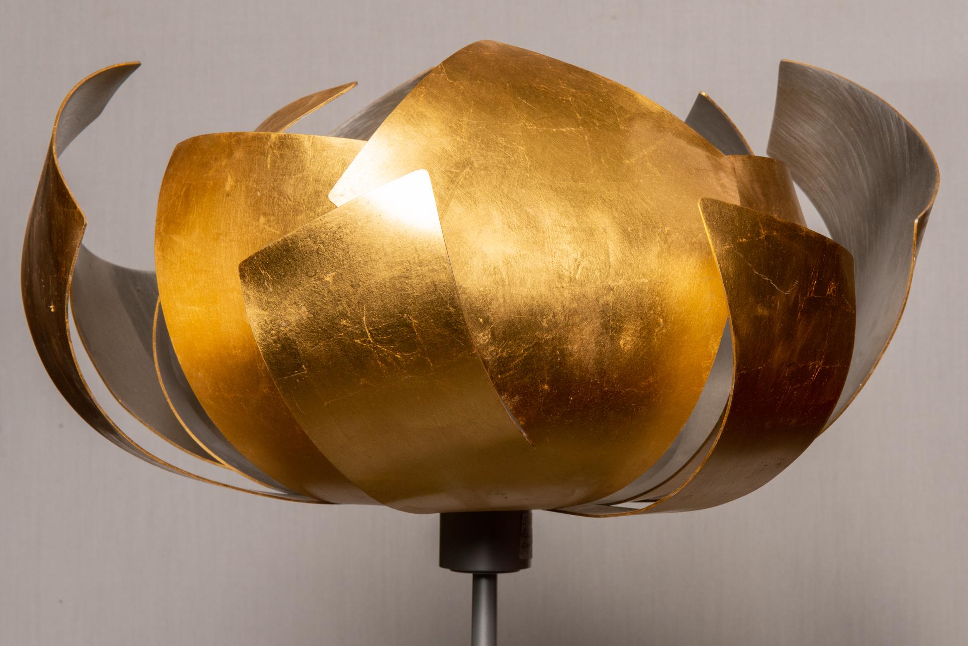 Italian Floor Lamp in Gold Leaf For Sale