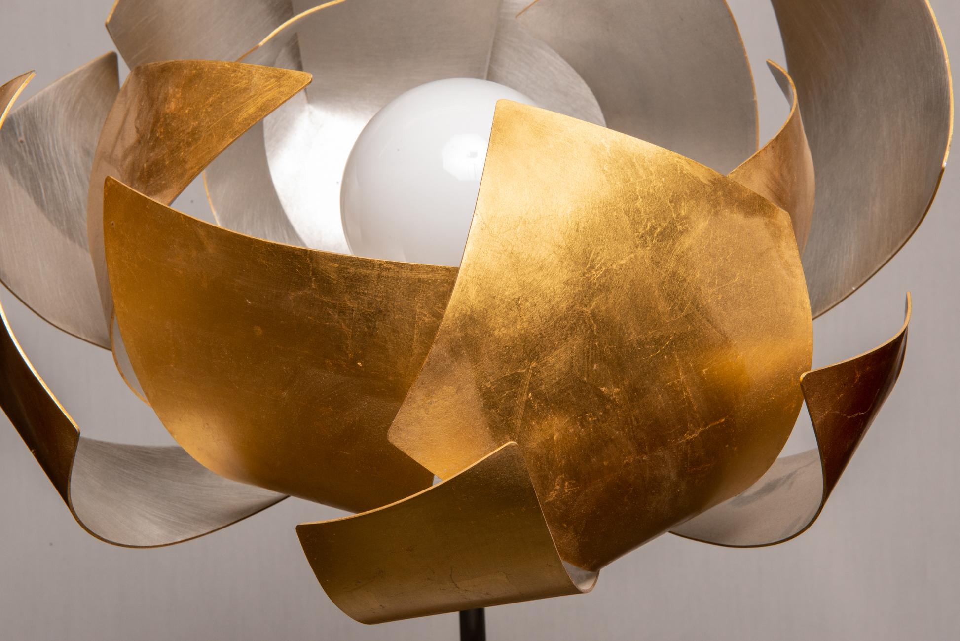 Contemporary Floor Lamp in Gold Leaf For Sale